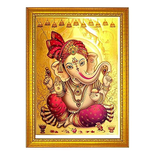 Ganesh Ji Photo Frame for Wall and Pooja/Poster for Pooja/Religious Framed... Rectangular, Wood, Ganeshjee 1