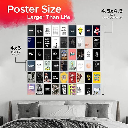 50 Motivational Inspirational Wall Collage Kit Posters - 4 x 6 Inches Posters for Room Wall Decoration of Bedroom, Office, Living room, Dorm room