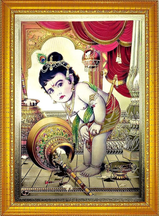 Shree  Krishna Wood Photo Frame (35 x 25 x 1 cm, Multicolour)