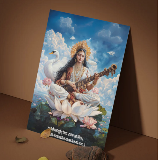 या देवी सर्वभूतेषु" Maa Saraswati Poster | 8k | Premium Glossy
