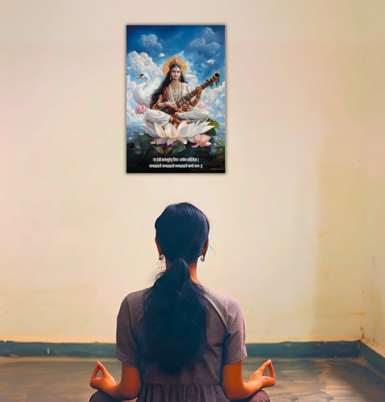 या देवी सर्वभूतेषु" Maa Saraswati Poster | 8k | Premium Glossy