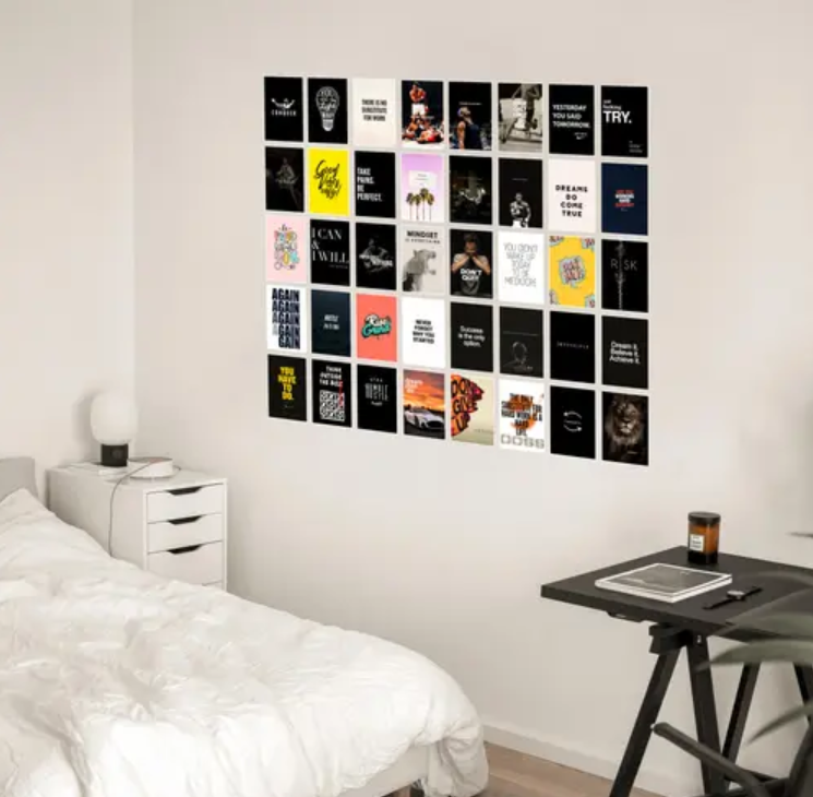Pack of 40 Motivational Inspirational Wall Collage Kit Posters - 4 x 6 Inches Posters for Room Wall Decoration - Wall Art For Bedroom, Office, Living room, Dorm room