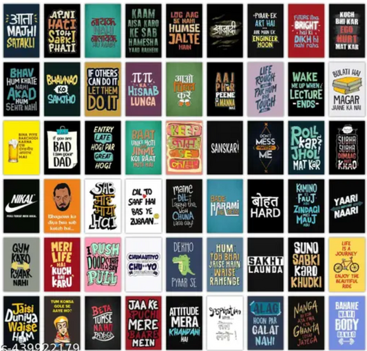 Pack of 54 Humor (Funny) Aesthetic Wall Collage kit Posters | Posters for Wall Decoration | Wall Art For Bedroom, Office, Living room, Dorm room (6 inch X 4 inch)
