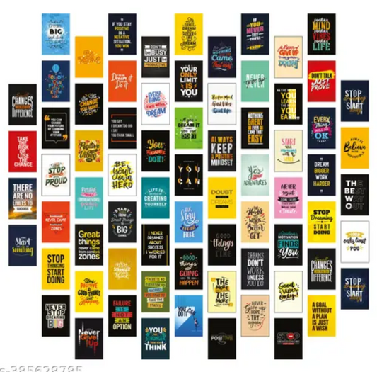 Pack of 72 Pcs Motivational Wall Collage Kit Posters for Wall Decoration, Bedroom, Office, Living room  (Size : 4 x 6 Inch)