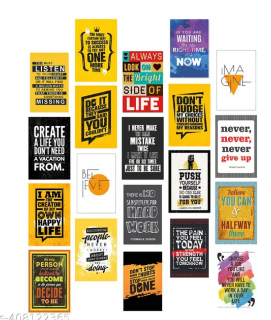 Inspirational Motivational Quotes Wall Abstract Poster for Room Home and Office Decor, Multicolor (Pack of 20) (A6 SIZE)