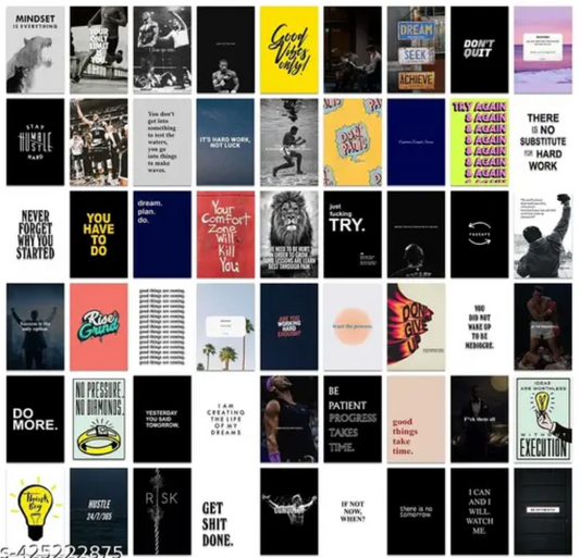 54 Aesthetic Motivational Wall Collage Kit Posters - 4 x 6 Inches Wall Decor Poster - Wall Art For Bedroom, Living room, Office With Double Sided Tissue Tape