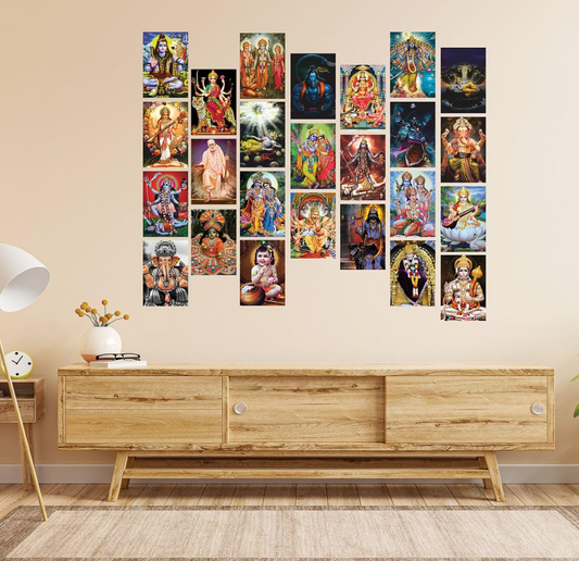 25pcs Religious God Pattern Printed Collage Kit Posters with Glue Dot Tape for Wall Decoration (6inchX4inch)