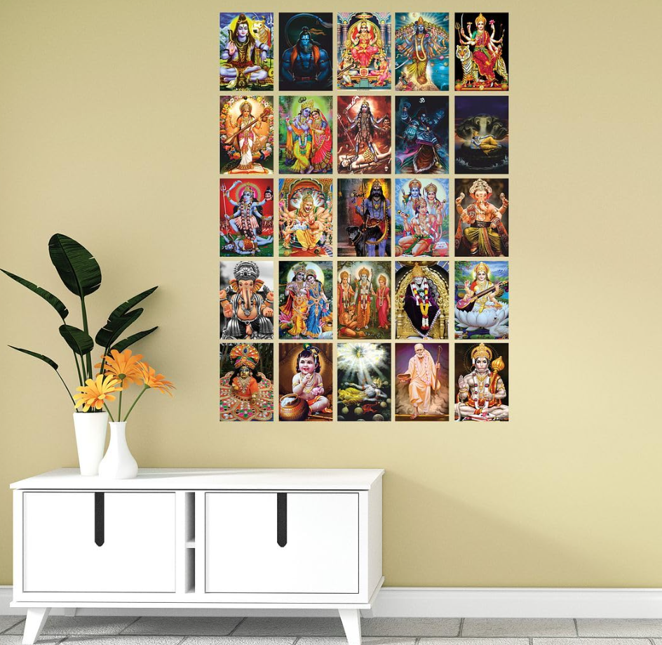 25pcs Religious God Pattern Printed Collage Kit Posters with Glue Dot Tape for Wall Decoration (6inchX4inch)