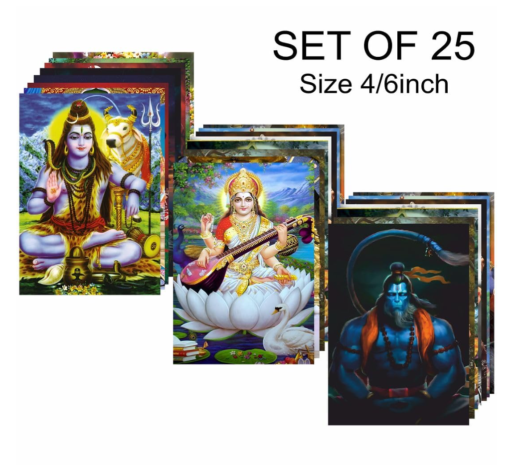 25pcs Religious God Pattern Printed Collage Kit Posters with Glue Dot Tape for Wall Decoration (6inchX4inch)