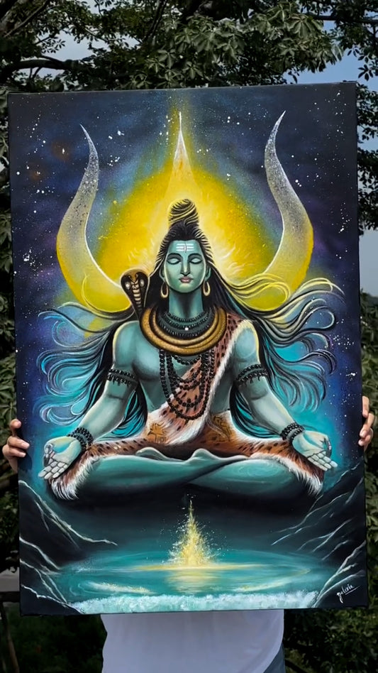 Shiva Wall Painting - Canvas Wall Art Mahadev
