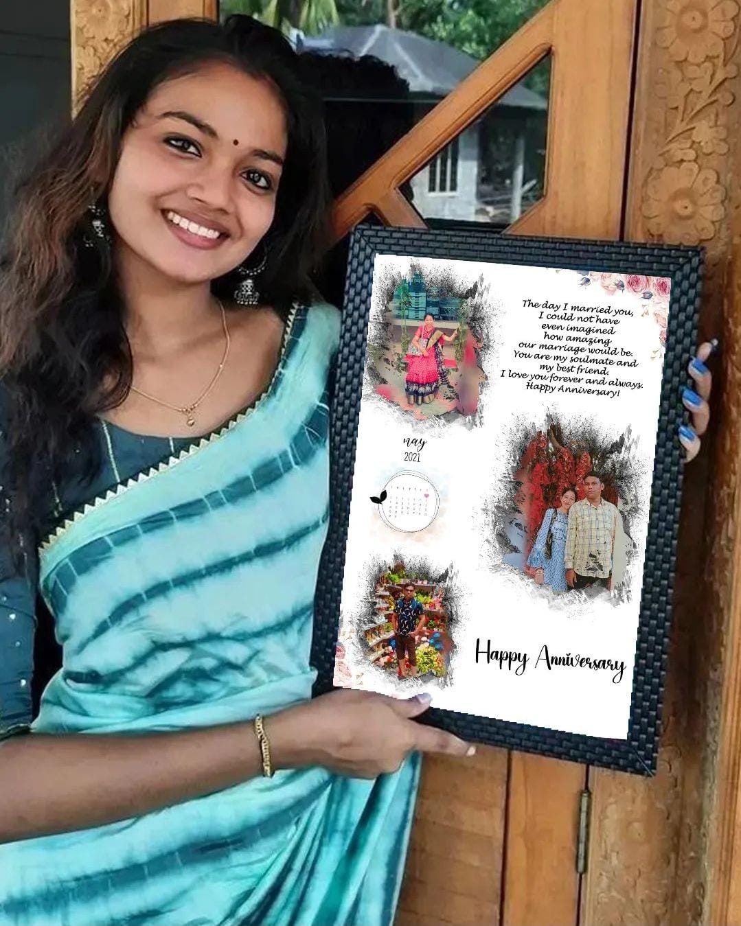 collage photo with Personalised message frame Gift photo frame