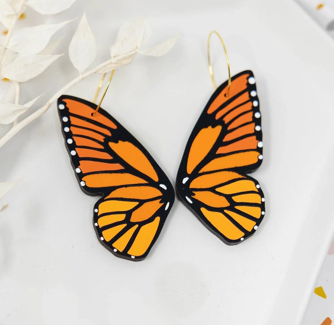 Wooden Butterfly Wing Earrings - sustainable wooden earrings from alderwood, wooden jewelry, butterfly wing earrings, wooden butterfly wings (Copy)