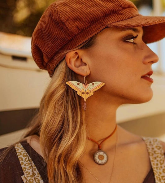 Wooden Butterfly Wing Earrings - sustainable wooden earrings from alderwood, wooden jewelry, butterfly wing earrings, wooden butterfly wings