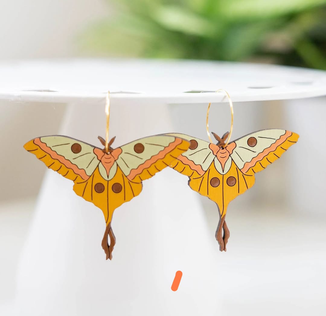 Wooden Butterfly Wing Earrings - sustainable wooden earrings from alderwood, wooden jewelry, butterfly wing earrings, wooden butterfly wings