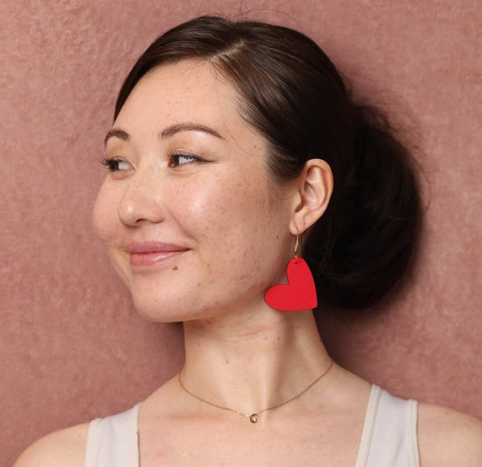 Wooden Heart Wing Earrings - sustainable wooden earrings from alderwood, wooden jewelry, Heart wing earrings, wooden Heart wings