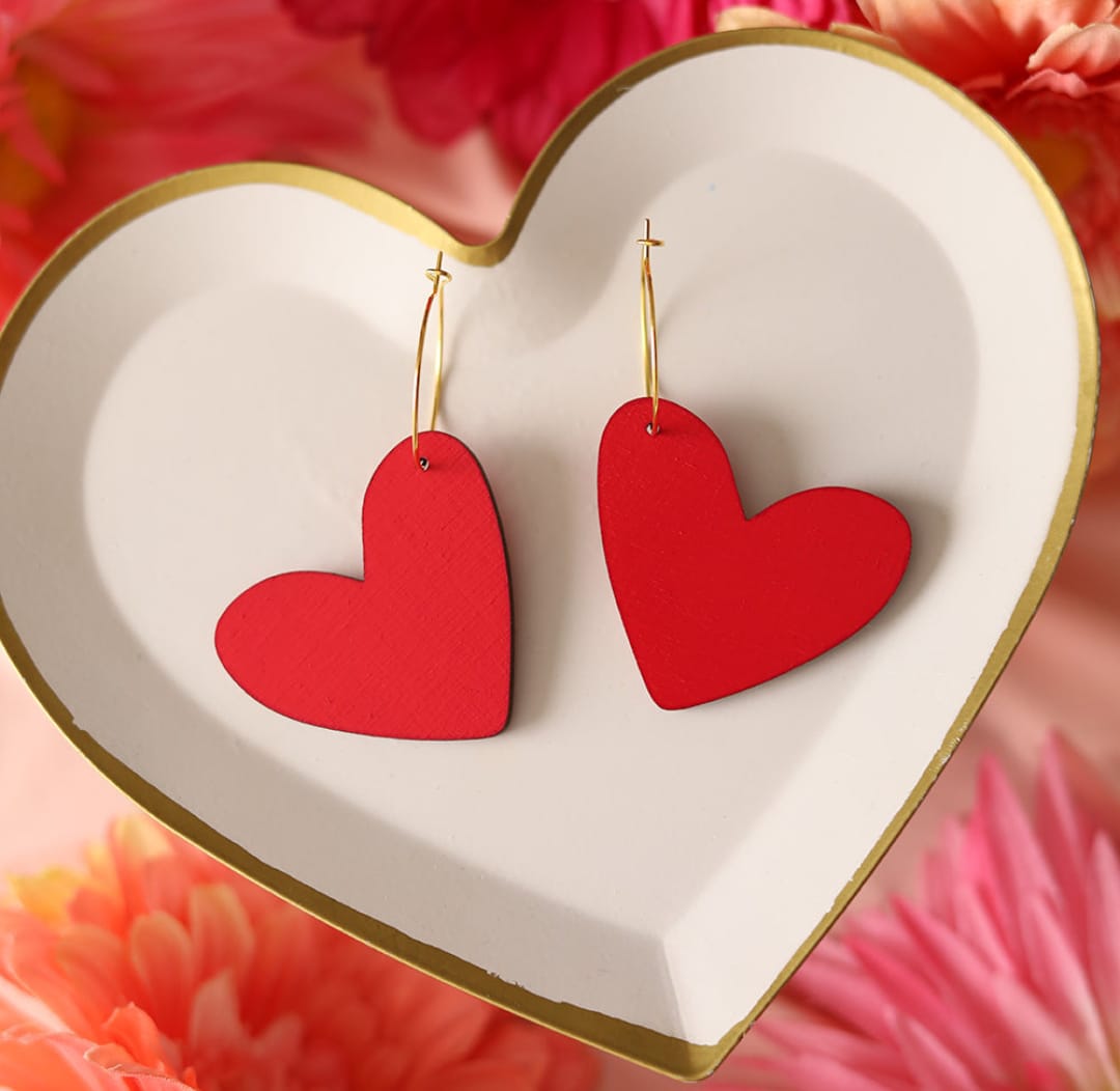 Wooden Heart Wing Earrings - sustainable wooden earrings from alderwood, wooden jewelry, Heart wing earrings, wooden Heart wings