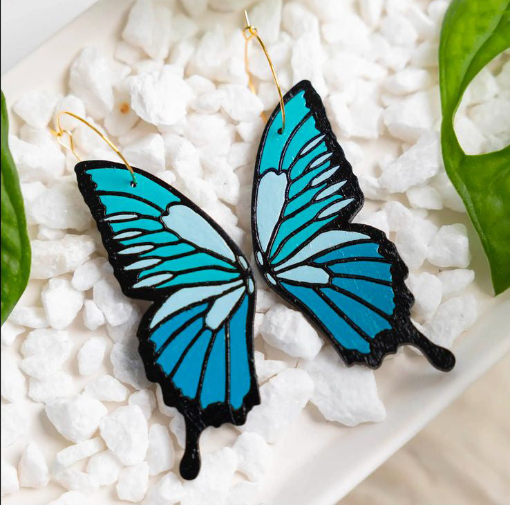 Wooden Butterfly Wing Earrings - sustainable wooden earrings from alderwood, wooden jewelry, butterfly wing earrings, wooden butterfly wings (Copy)