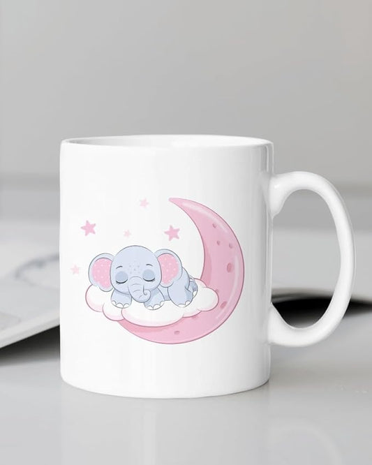 Printed Mug For Kids | Cute Animal Design | | Boys | Girls | Kids | (325 ml, White) 08