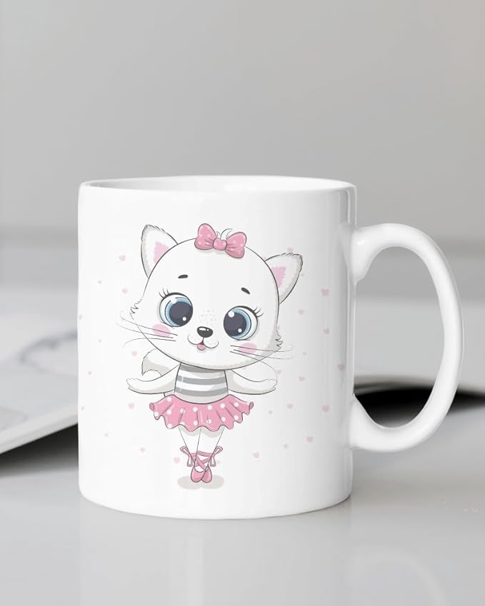 Printed Mug For Kids | Cute Animal Design | | Boys | Girls | Kids | (325 ml, White) 05