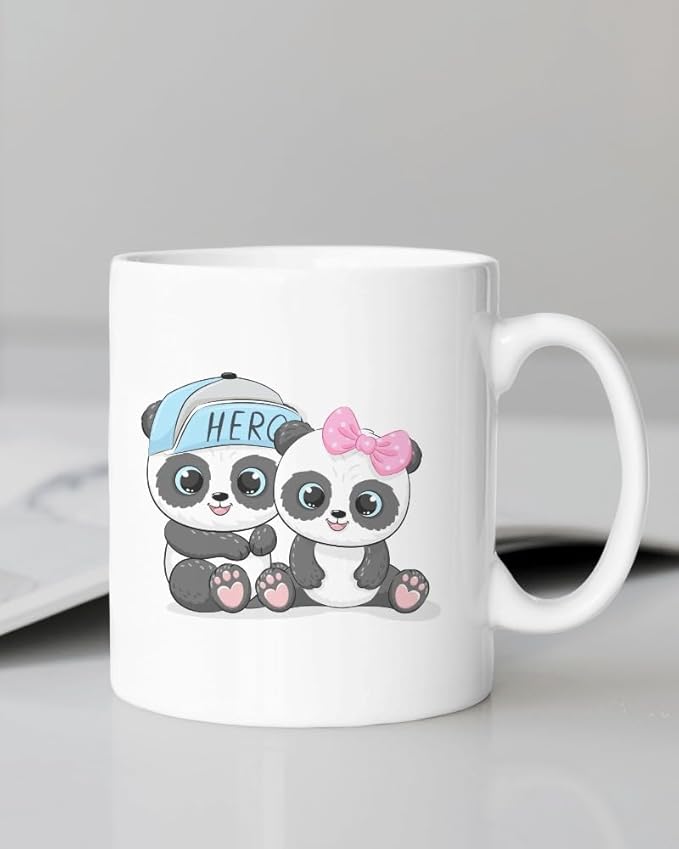 Printed Mug For Kids | Cute Animal Design | | Boys | Girls | Kids | (325 ml, White) 06
