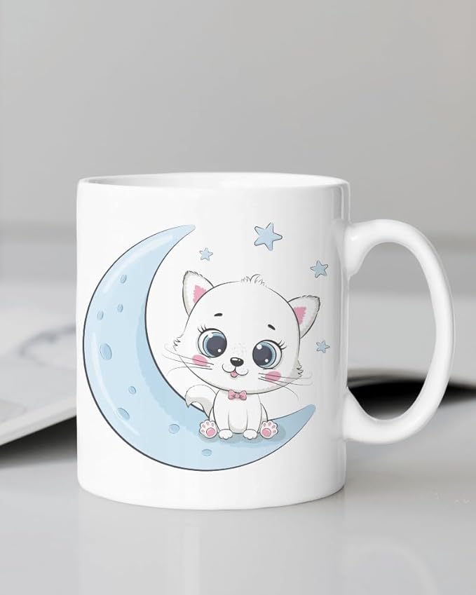 Printed Mug For Kids | Cute Animal Design | | Boys | Girls | Kids | (325 ml, White) 02