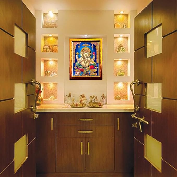 Ganesh Ji Handicraft Wood Photo Frame (35 x 25 x 1 cm, Multicolour)