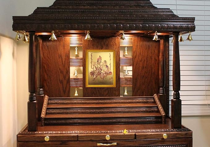 Handicraft Gold wooden Radha Krishna Photo Frame for Wall and Poster for Pooja/Religious Framed Painting for Worship (35 X 25) cm