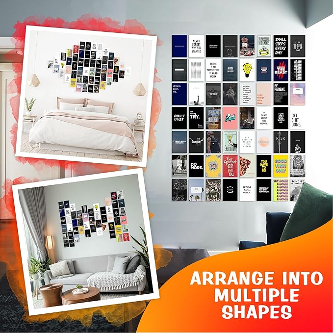 50 Motivational Inspirational Wall Collage Kit Posters - 4 x 6 Inches Posters for Room Wall Decoration of Bedroom, Office, Living room, Dorm room