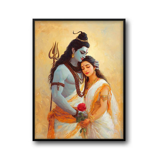 shiv and mata parvati canvas photo painting  Wall Arts Om Arts Beautiful Lord Shiv Parvati Canvas Painting | High Quality HD Artwork | Lord Shiva Parvati Wall Art | Bright Shining Colors