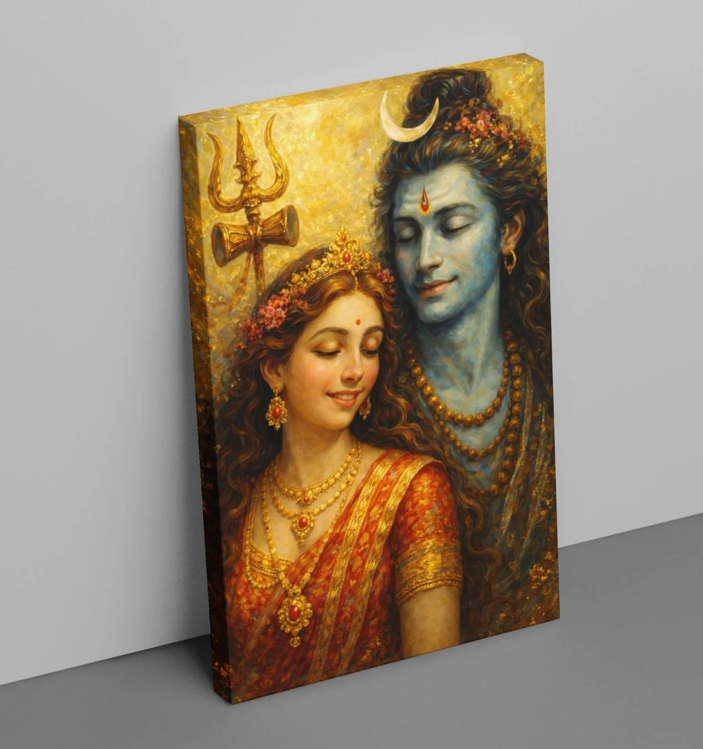 shiv and mata parvati canvas photo painting  Wall Arts Om Arts Beautiful Lord Shiv Parvati Canvas Painting | High Quality HD Artwork | Lord Shiva Parvati Wall Art | Bright Shining Colors