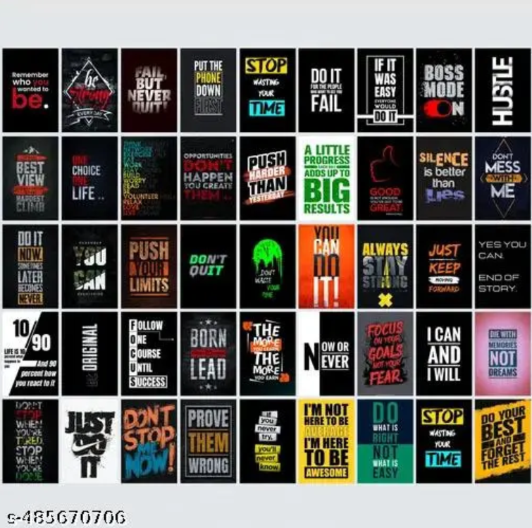 45 Motivational Inspirational Wall Collage Kit Posters - 4 x 6 Inches Posters for Room Wall Decoration - Wall Art For Bedroom, Office, Living room.