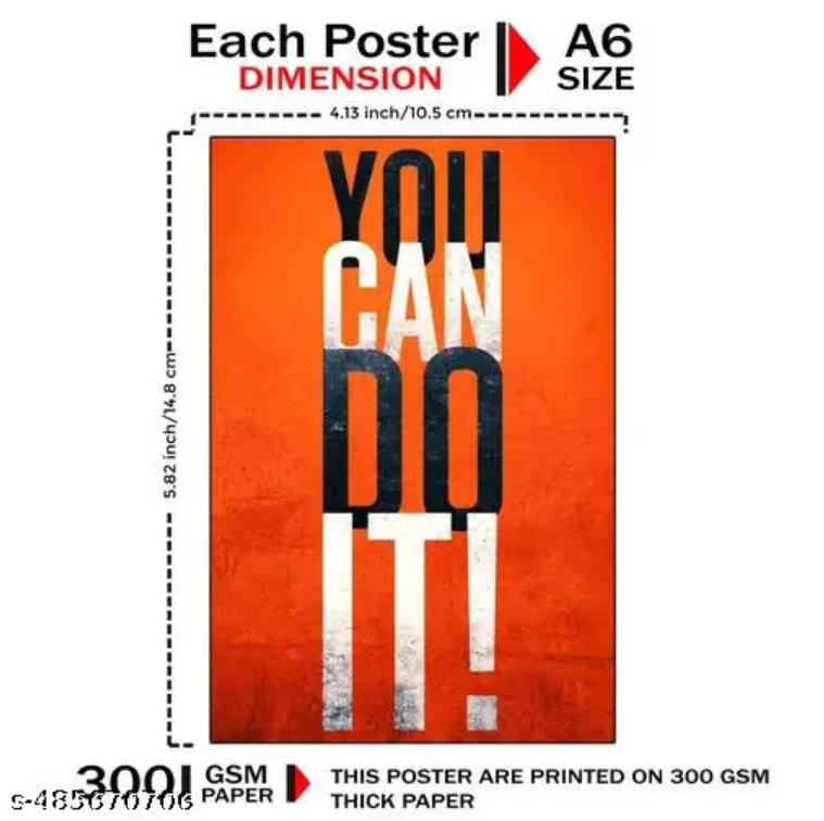 45 Motivational Inspirational Wall Collage Kit Posters - 4 x 6 Inches Posters for Room Wall Decoration - Wall Art For Bedroom, Office, Living room.