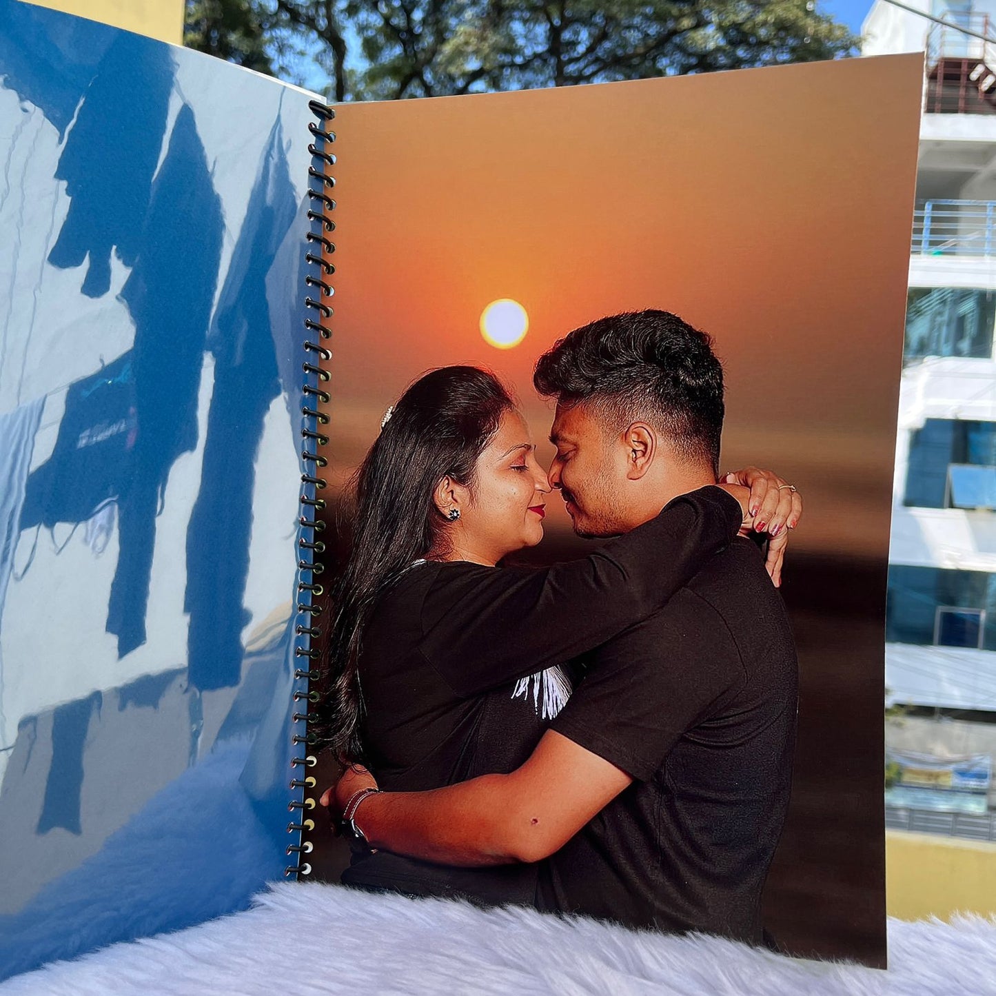 Personalised Mini Photo Album Easel for 4 by 6-Inch Prints, Navy Blue | 50 Photos Spiral Bound
