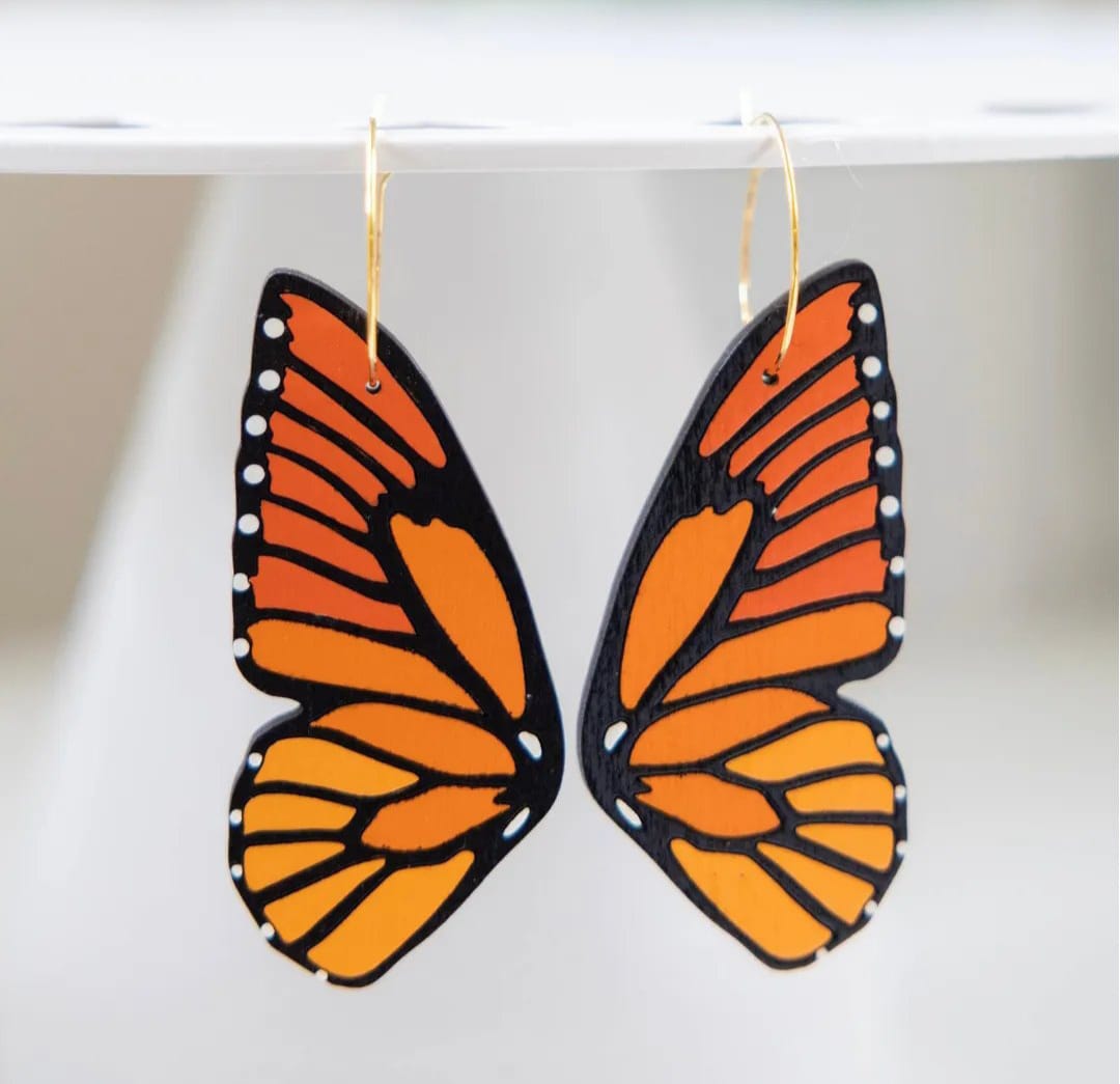 Wooden Butterfly Wing Earrings - sustainable wooden earrings from alderwood, wooden jewelry, butterfly wing earrings, wooden butterfly wings (Copy)