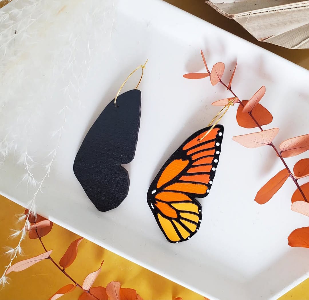 Wooden Butterfly Wing Earrings - sustainable wooden earrings from alderwood, wooden jewelry, butterfly wing earrings, wooden butterfly wings (Copy)