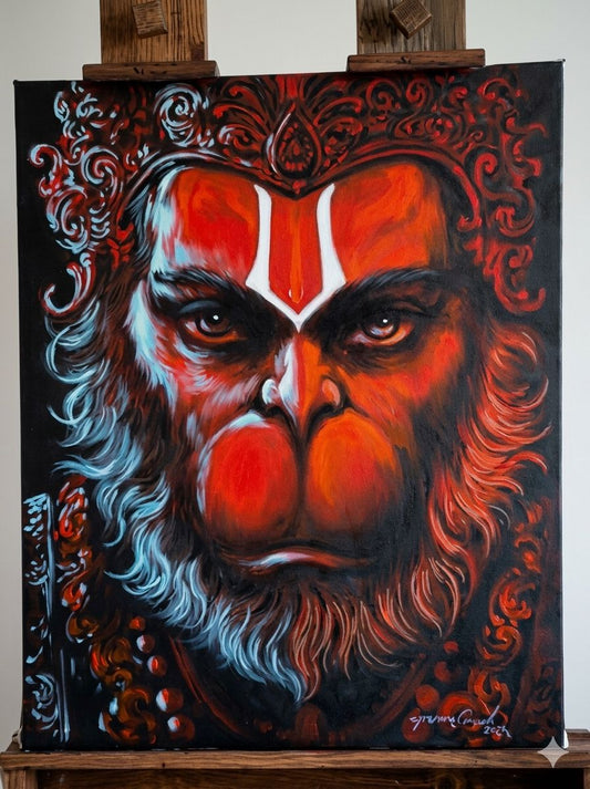 Hanuman ji canvas painting artwork Poster